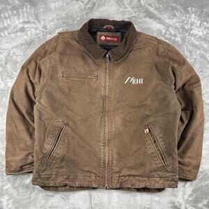 Vintage Dri Duck Brown Canvas Detroit Style Quilted Lined Jacket Size XL